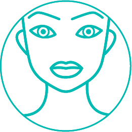 Ícone de face de mulher em verde