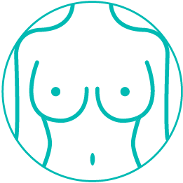 Ícone de mama de mulher em verde